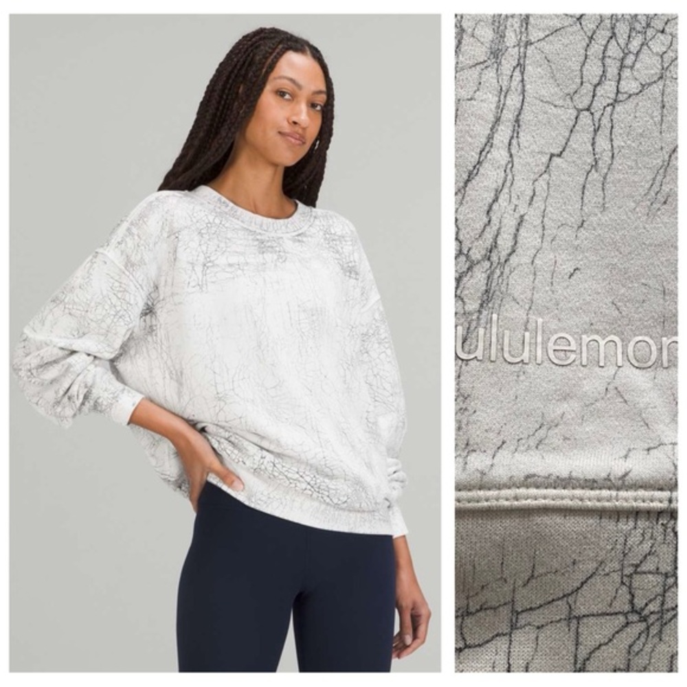 Lululemon Perfectly Oversized Crew Thread Dye White Black 8